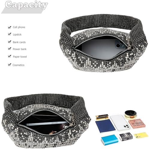 Image of BBTT.ful Rhinestone Evening Handbags Sparkling Crystal Purse Daily Casual Shoulder Bag