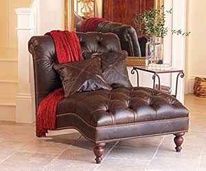 Club Brown Leather Chaise Home & Kitchen
