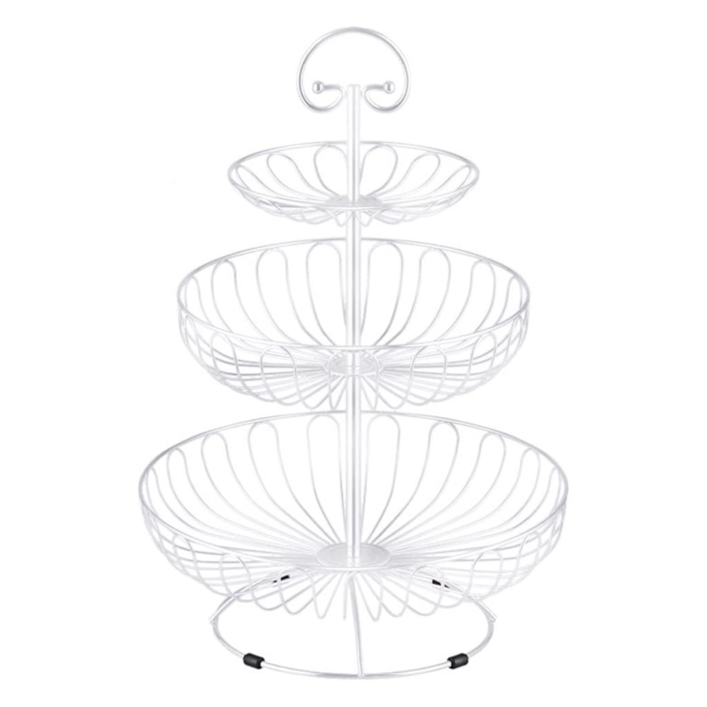 Koszyk Owoce 3 Tier Kosz owoców Bowl Stojak na licznik, Warzywo Owoc Uchwyt Organizatora, Odpinany Metalowy z uchwytem Dekoracja Stołu Kuchni(White)