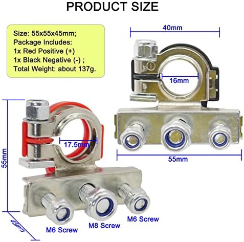 1 Pair Brass Coat Tin 12V 3-Way Battery Terminals Connectors, Quick Release Leisure Battery Terminals for Most Cars Truck Caravan Motorhome Batteries