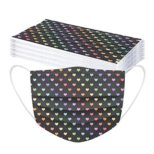 20Pcs Valentines Day Disposable Face_Mask Love Heart Màsk Disposable for Adult Women Men Holiday Facemask Breathable 3Ply Protective Covering Face Protection