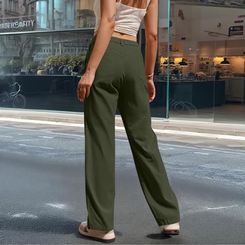 Pants for Women Trendy Straight Leg High Waisted Casual Pants Loose Fit Comfy Trousers for Work Travel Hiking3