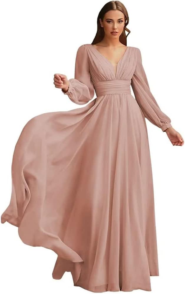 Vestido de dama de honor Suvipnee de manga larga para boda