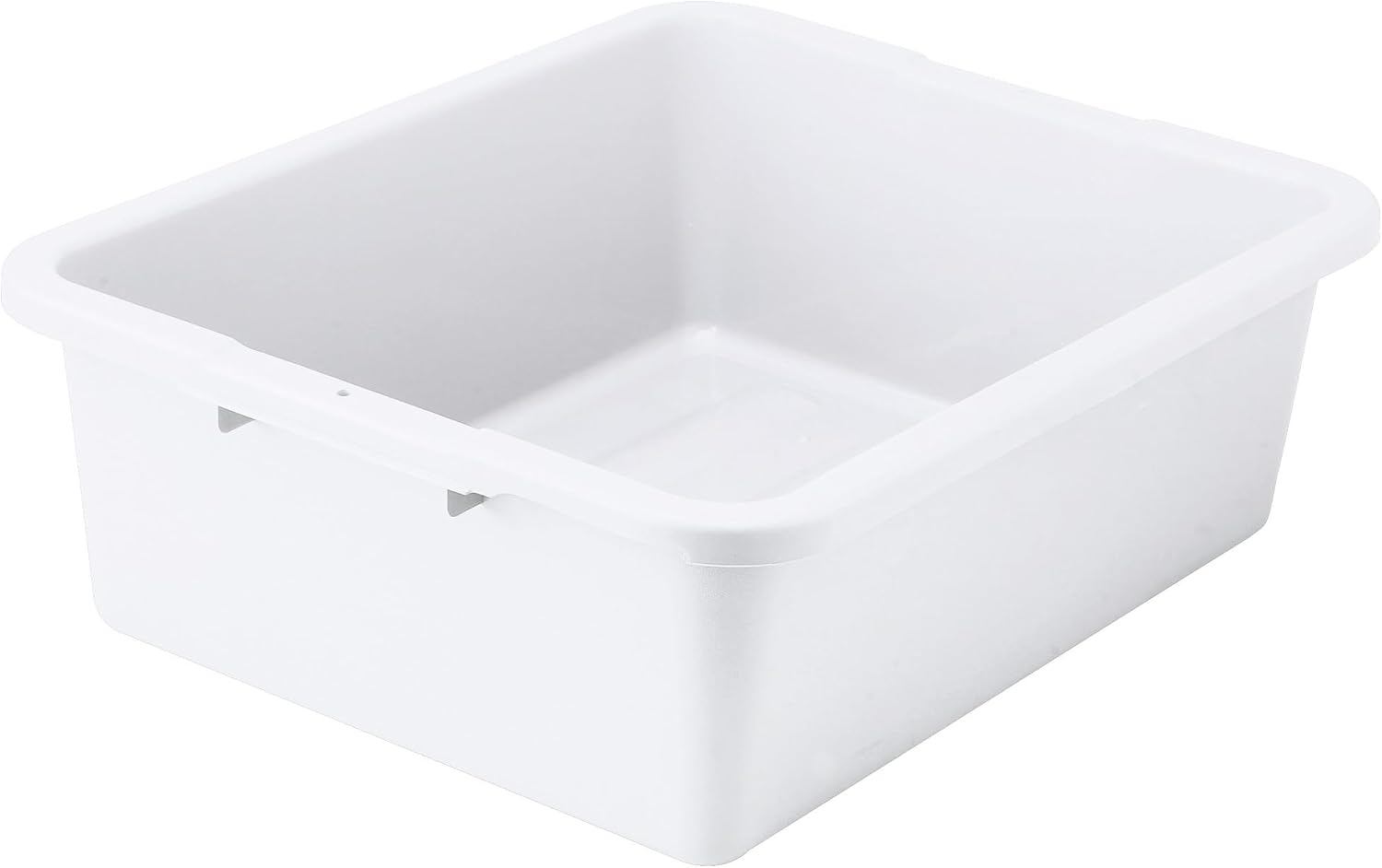 Winco 7" White Heavy-Duty Bus Box Dish Tub for Restaurants | Heavy-duty, Stackable, Easy-grip handles