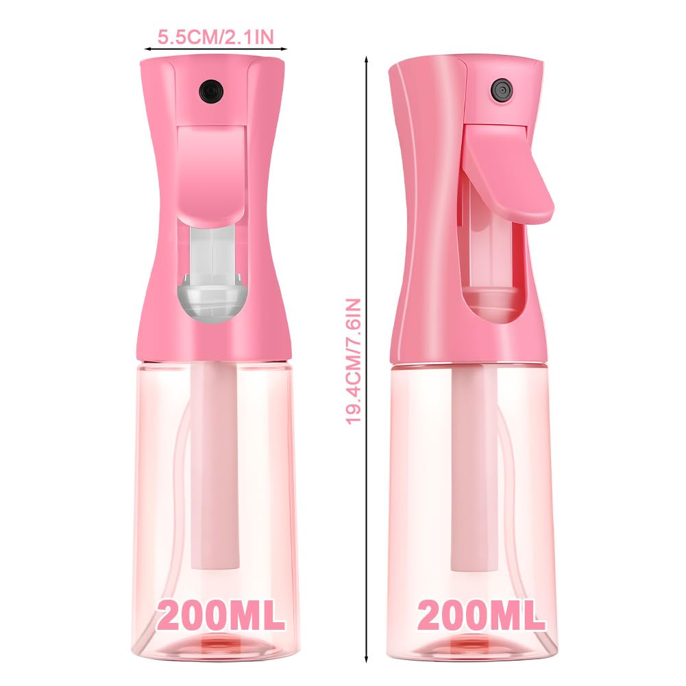 Alaoo Bottigliette Spray, 200ML Bottigliette Spray Flacone Spray Continuo Fine, Bottigliette Spray Riutilizzabile, Adatto per la Cura dei Capelli, Pelle, Piante, Degli Animali Domestici(B-Rosa) - 2