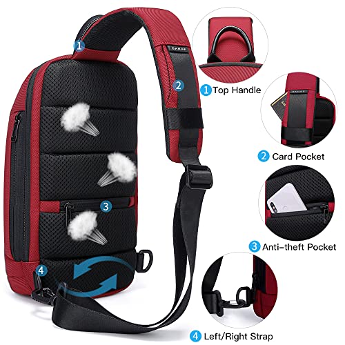 Image of BANGE Sling Bag for Men,Shoulder bags Crossbody Sling Backpack for Men and Women, Red, Durable
