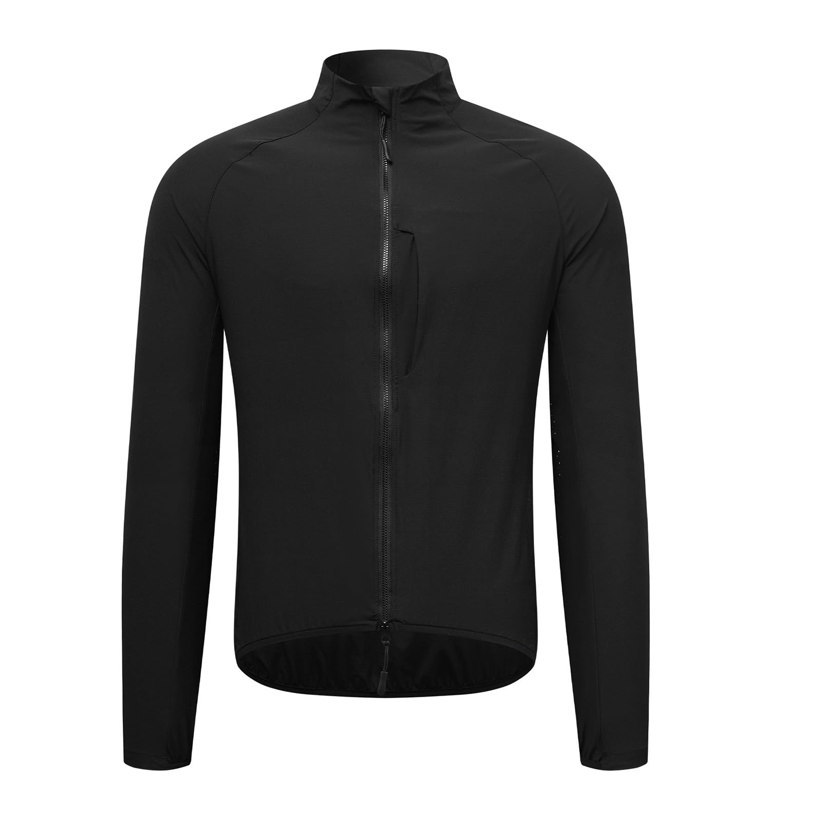 Tbest Chaqueta de Ciclismo a Prueba de Viento, Térmica, Cálida, para Ciclismo, Running, Cortavientos con Doble Cremallera Reflectante para Correr y desplazarse. (BE207-B Abrigo Negro M)