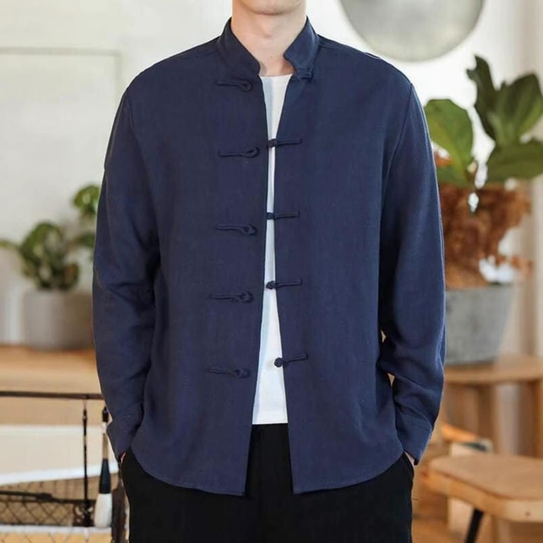 Men's Shirt Autumn Tang Suit Shirt Retro Plus-Size Menswear