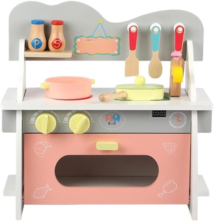 Wooden Play Kitchen | Mini Size Cooking Set | Includes Tools and Ingredients | Educational Toy for Kids | Birthday Gift | Dimensions (A)