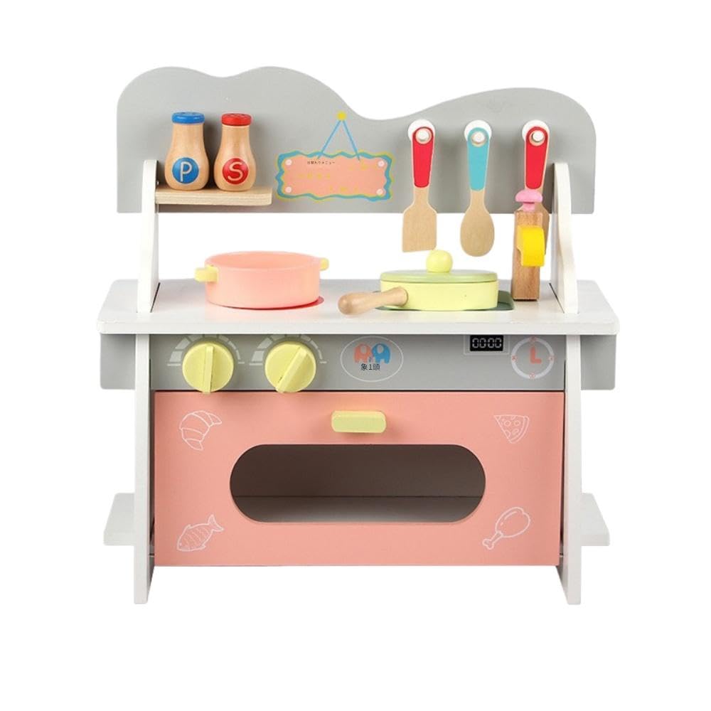 LUOGOXI Wooden Play Kitchen Mini Cooking Set Educational Toy Kids 12x7x15in