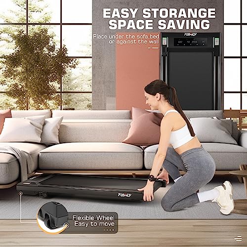 Image of Under Desk Treadmill, 300LBS Capacity Compact Treadmills for Home /Office, 2.5HP Portable Walking Pad Treadmill,Remote Control,Mini,Installation-Free(Dark Black)