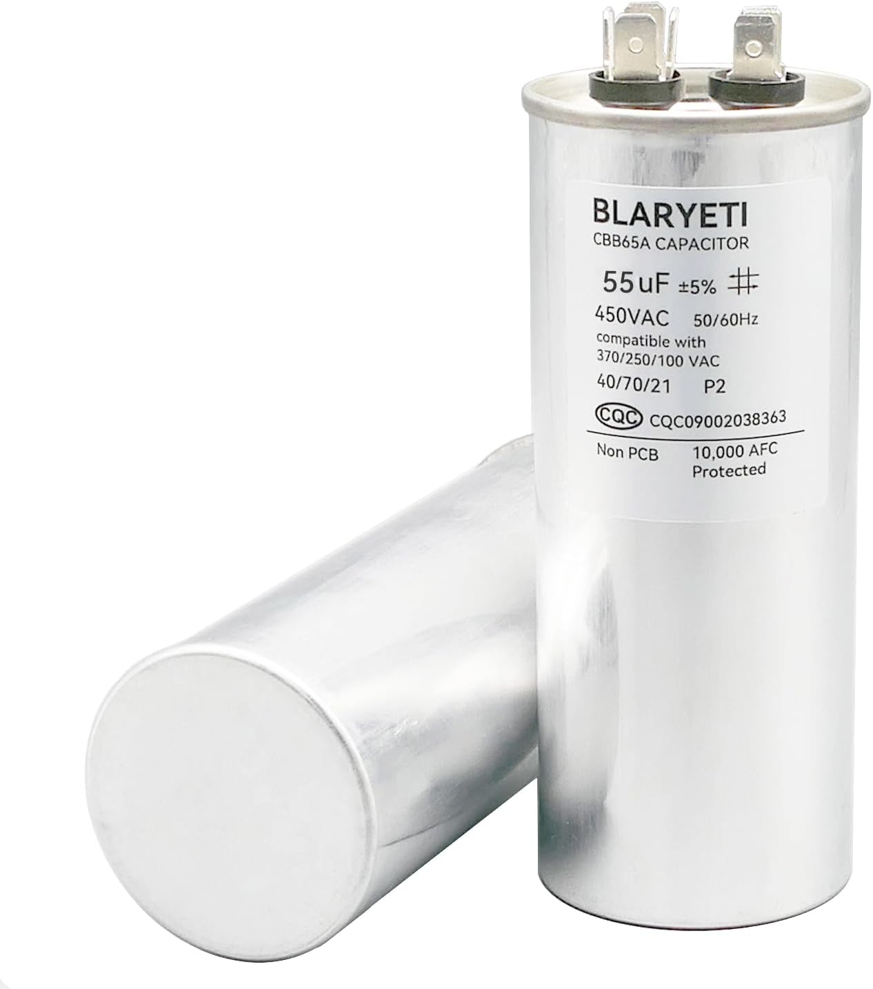 CBB65 55uF 55MFD Motor Start Capacitor Run Capacitor for Air Conditioner Heat Pump or Air Condenser AC 450V/370V/250V/100V 50/60Hz ±5%