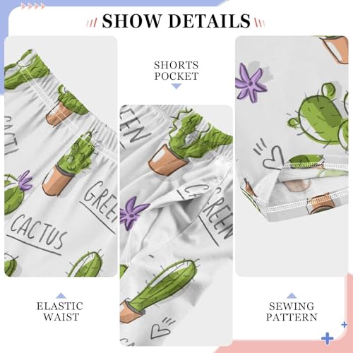 ZZXXB Greem Cacti Star Boys Long Pants Soft Trousers Elastic Waist Kids Lounge Bottoms with Pockets S-XL4