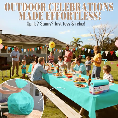 Image of Plastic Table Cloth Disposable, 54In X 300Ft Table Cover Roll