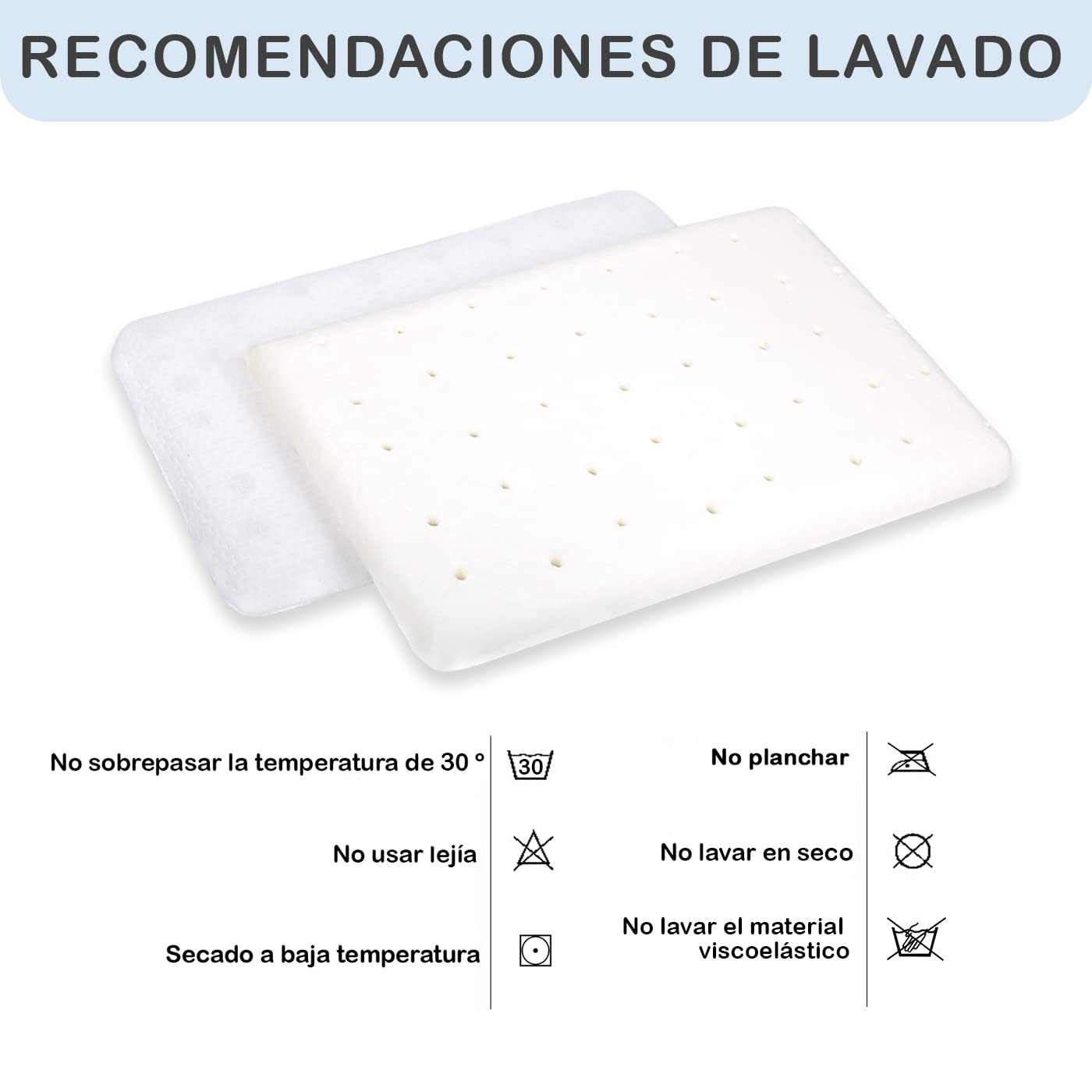 MERCURY TEXTIL- Almohada de Cuna para Bebes y niños Transpirable Antiahogo, Viscoelástica, Funda Extraible 100% algodón