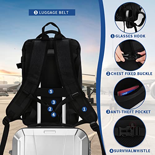 Mochila Viaje Cabina Avion 40x20x25 para Ryanair Maleta Cabin Bag Bolsas de Cabina Equipaje de Mano Mochila Impermeable (Negro)