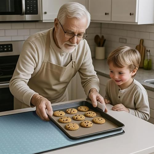 Image of Stove Top Cover for Electric Stove - Food Grade Ceramic Stove top Cover, Silicone XXL Dish Drying Mat, Glass Cooktop Covers, Flat RV Range top Mats (Blue,28x20)