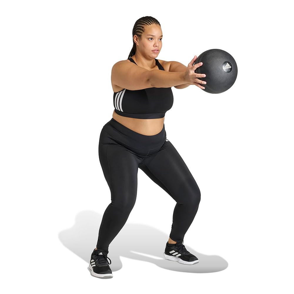 Adidas Optime Essentials Workout 3-Stripes Medium Support (Plus Size) Reggiseno Sportivo Donna (Pacco da 1)