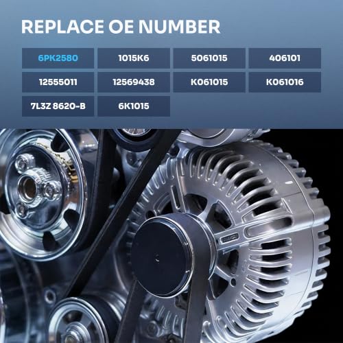 Image of 6PK2580 Serpentine Belt Compatible with Chevrolet Express