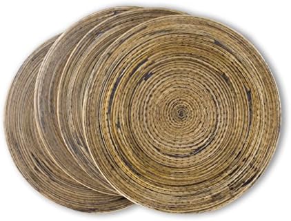 Spun Bamboo Coasters for Drinks with Non-Skid Backing (Set of 4)