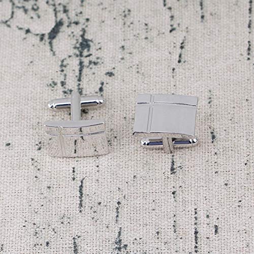 Mancuernillas Rectangulares Plateadas para Hombre miniatura 4