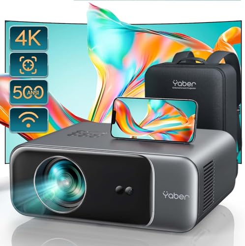 【Auto Focus/Keystone】 Proyector WiFi Bluetooth 1080P Full HD, 4K Soporte,YABER V9 WiFi 6 Proyector Portatil de Cine En Casa para iOS/Android/TV Stick/PS5/HDMI/USB