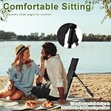 Chaise de camping en tissu Oxford pliable avec support dorsal léger avec sac de rangement Coussin de siège portable pour la pêche, le pique-nique, la plage, la randonnée (noir) - 6