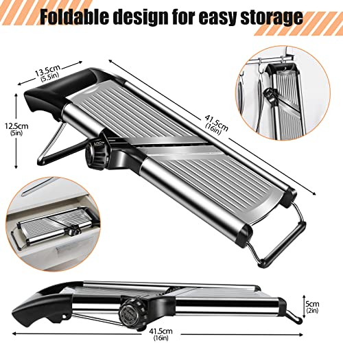 Hevol Mandoline Slicer For Kitchen, 5 In 1 Adjustable Mandoline Food Slicer With Extra Brush & Cut-Resistant Gloves, Stainless Steel Vegetable Slicer Julienne Slicer For Carrot Potato Onion French Fry #TOP2