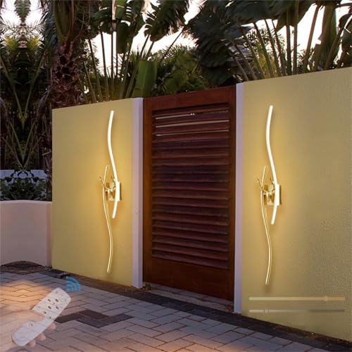 Lampe murale extérieure LED 60cm or avec télécommande IP65