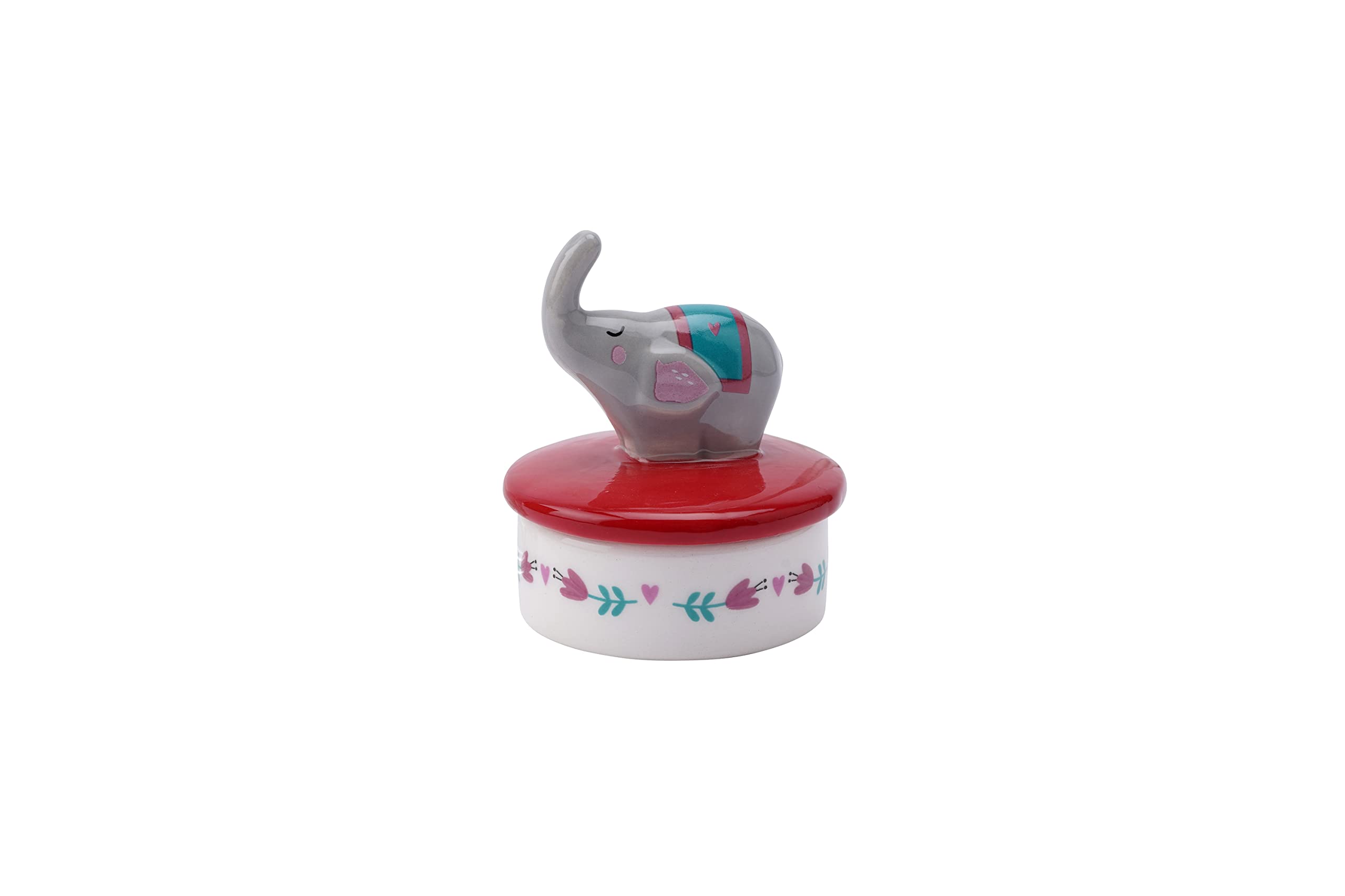 Cgb Giftware Pink, White Elephant Trinket Pot | Jewellery Box Earrings Rings | Gift Boxed |Pink | Live Happy Gb06582