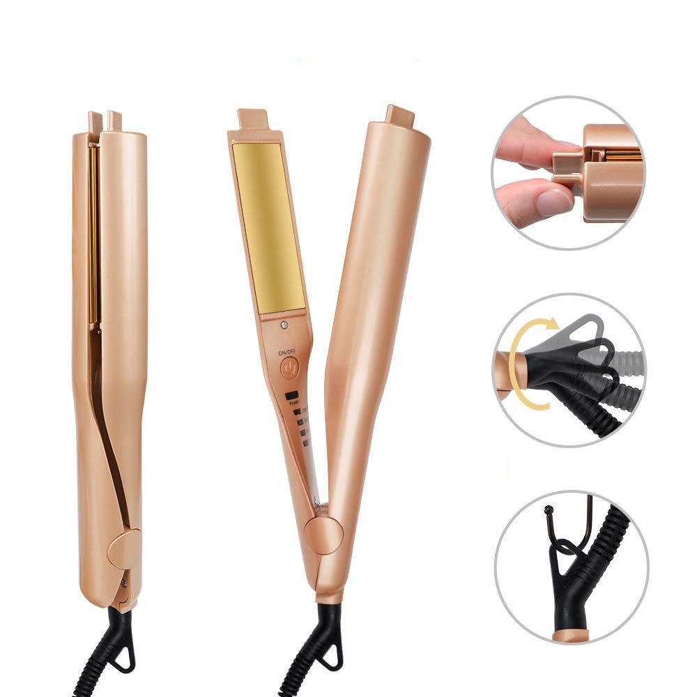 WETERS Hair Straighteners and Curler, with Ceramic Plates, 2 in 1, Professional Hair Straighteners with Temperature Control