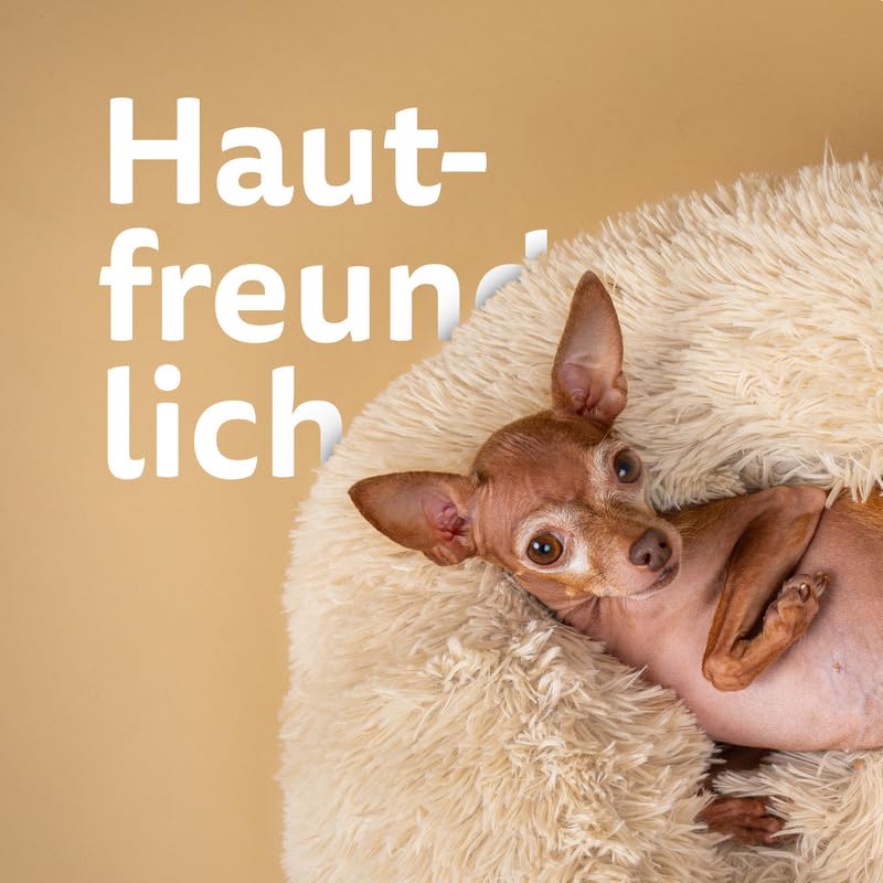 Bestlivings Haustierbett Fluffy Ø50cm (Beige) L - Hundekissen rund flauschig, Öko-Tex, rutschfest und waschbar - Hundebett Katzenbett Hunde & Katzen