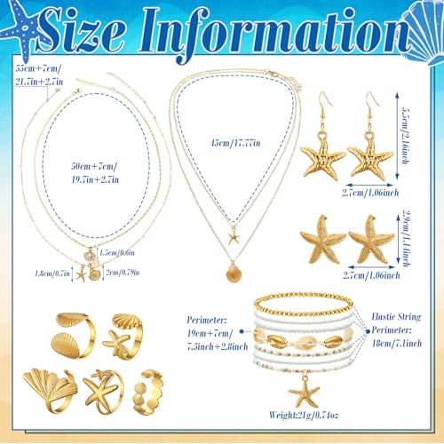 Tondiamo Jewelry Set Earrings Rings Boho Layer Charm Necklace Summer Bracelets Set for Holiday Vacation Valentine's Day wedding Women Gifts4