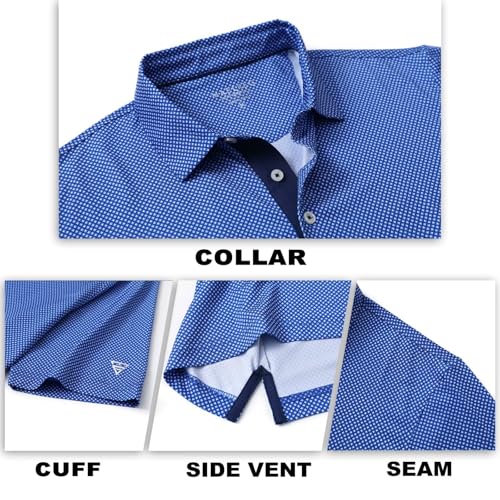 Image of M MAELREG Mens Golf Shirt Short Sleeve Dry Fit Print Moisture Wicking Performance Patterns Collared Polo Shirt