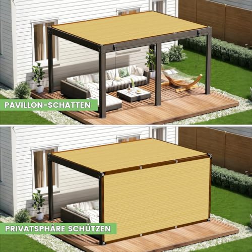 Filet d'ombrage 2x4 m beige résistant aux UV avec œillets de jardin - 5