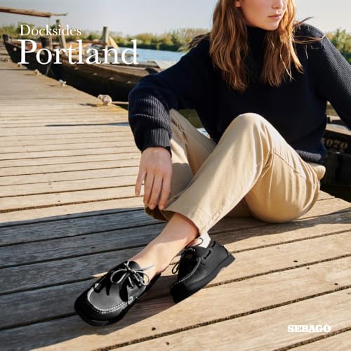 Image of Sebago Docksides Portland Women's Boat Shoes - Full Grain Leather with Leather Sock Lining, 360 Rawhide Laces, Non-Marking Slip Soles