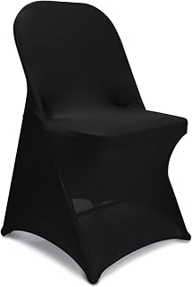 LEBENGURU Stretch Spandex Folding Chair Covers 30PCS, Universal Elastic Fitted Chair Cover Protector for Wedding, Party, Banquet, Holidays, Celebration, Decoration (Black)