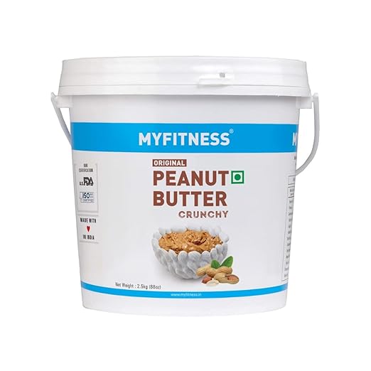 MYFITNESS Original Peanut Butter Crunchy 2.5kg | 25g Protein to Boost Energy | Tasty & Healthy Nut Butter Spread | Vegan | Cholesterol Free, Gluten Free | Zero Trans Fat | Crunchy Peanut Butter