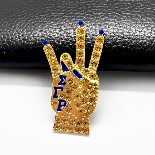 Image of Stunning SGR Sorority Brooch For Members And Events Jewelry SIGMA GAMMA R Greek Letter Rhinestone Metal Golden Gesture Brooch Pin