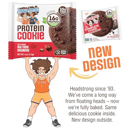 Image of Lenny & Larry's Protein Cookie, Big Time Brownie - High Protein Snacks with 16g Plant Protein, 10g Fiber, Soft-Baked, Vegan, Non-GMO | 4oz, Pack of 12
