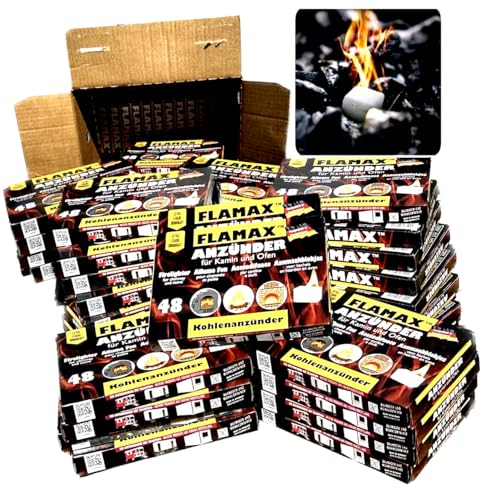 720x Kohleanzünder Anzündwürfel Grillanzünder Kaminanzünder 15x 48er Ofenanzünder Feueranzünder für Ofen Kamin Kohlenanzünder Anzünder Würfel Anzündwolle, Set Flamax Anmachwürfel + 1 KOVA Bildmagnet