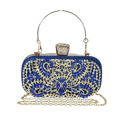 Women Floral Rhinestone Clutch Bag Glitter Crystal Bridal Wedding Purse Evening Shoulder Handbag For Party Wedding Prom