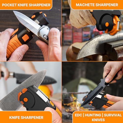Orange Ninja All-in-1 Garden Tool & Knife Sharpener for Lawn Mower Blade, Axe, Hatchet, Machete, Pruner, Hedge Shears by Sharp Pebble - Image 6