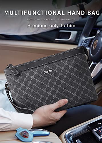 Men Bag Fashion Plaid Leather Large Capacity Slim Clutches Male Business iPad Phone Wrist Bag2