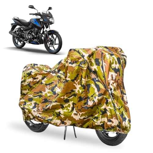 Image of Waterproof Bike Cover Compatible with Bajaj Pulsar 125 All Weather, UV Heat Resistant, Dustproof, Triple Stitched, Windproof Elastic Bottom
