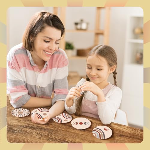 Image of Punch Needle Coasters Kit, Punch Needle Embroidery Kit for Beginners and Adults Car Coasters DIY Rug Drink Coasters with Adhesive Felt Yarns Hoop Tools DIY Needle Punch Craft (A2-Boho) (Boho-6 Sets)