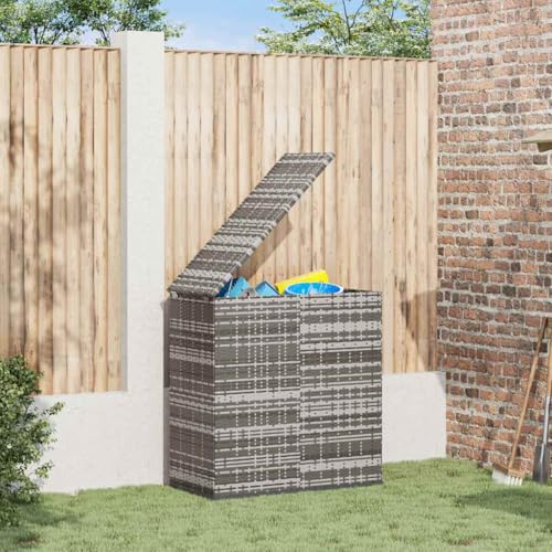 Genérico Baúl de Cojines para jardín de ratán PE Gris 100x49x103,5 cm, Cajas de almacenaje para Exteriores Gris,317225