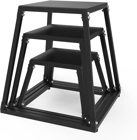 Plyometric Jumping Box, Steel Plyo Box for Exercise, Metal Exercise Step Up Box with Anti-Slip Surface for Home Gym Training