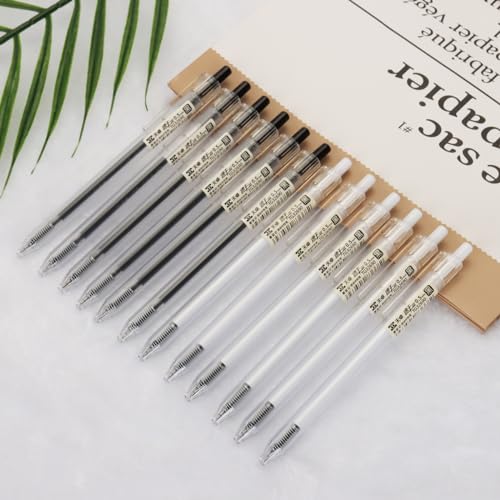 PurpleWillow Canetas de gel, ponta fina de 0,5 mm, 12 peças, pretas, canetas esferográficas retrátei