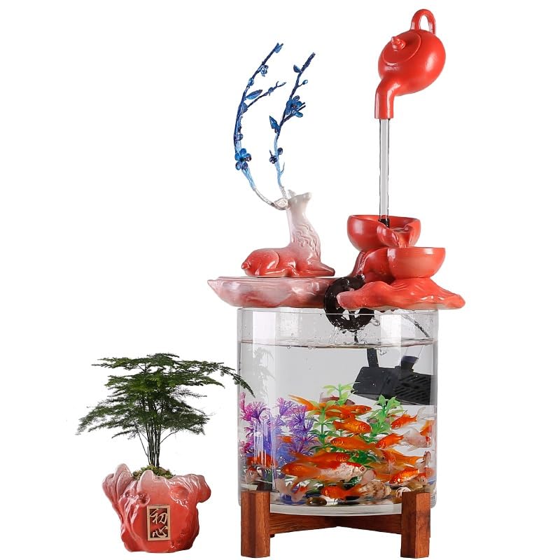 Fuente de Cascada, Fuente de sobremesa, pequeña Fuente de Agua para Escritorio, Sala de Estar, pecera, Mueble de TV, Adornos, Decoraciones Creativas para el hogar, Oficina